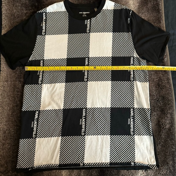 Karl Lagerfeld Plaid Patterned Short Sleeved T-Shirt - Picture 4 of 5